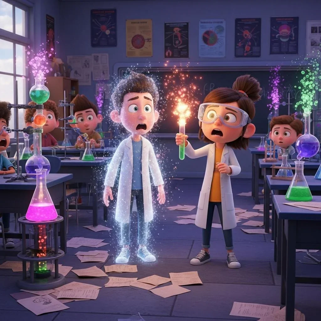 A school science experiment bubbling over with bright, unexpected colour.